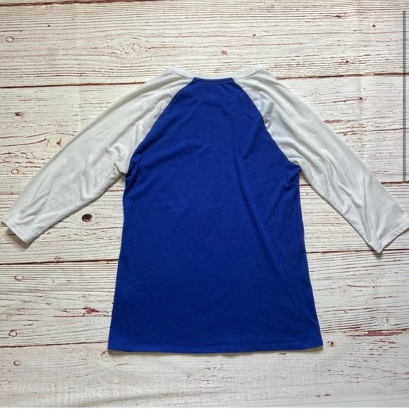 Nike 3/4 Sleeve KC Royals Color Block Top Blue/White Size Medium - Picture 2 of 4